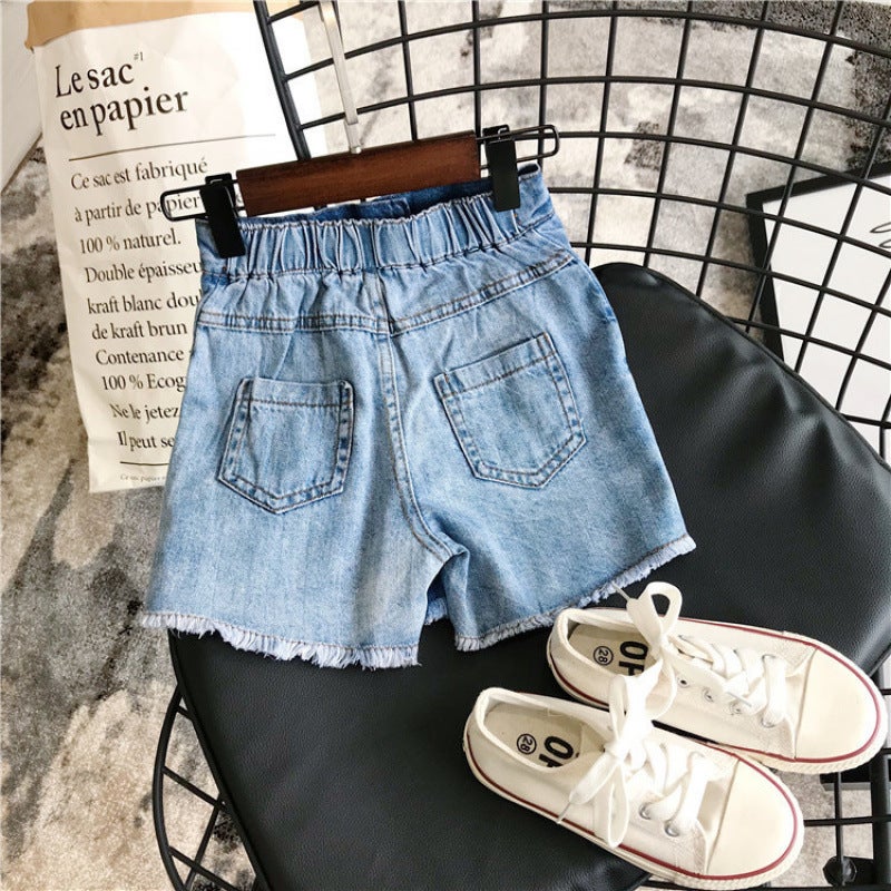 Baby Denim Skirt 2025 Style Girls And Kidsren'S Clothing Kidsren'S Color Button Denim Skirt Pants Summer - Image 3