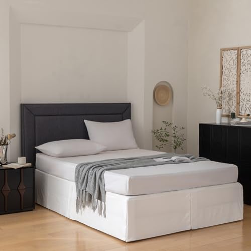 TSUTOMI Pleated Bed Skirt Queen Size, Tailored Dust Ruffle 14 Inch Drop Easy Fit, Pleated Grid Plaid Bedskirts, Machine Washable, Anti-Slip, Microfiber, No Split Corners-White - Image 5