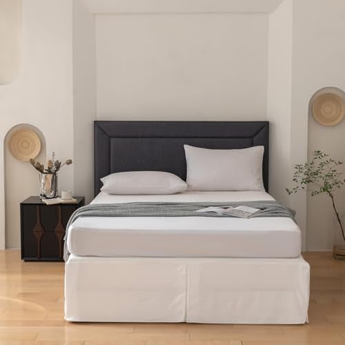 TSUTOMI Pleated Bed Skirt Queen Size, Tailored Dust Ruffle 14 Inch Drop Easy Fit, Pleated Grid Plaid Bedskirts, Machine Washable, Anti-Slip, Microfiber, No Split Corners-White - Image 4