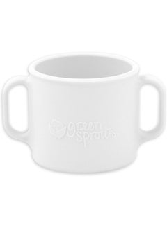 green sprouts green sprouts Learning Cup | Silicone Helps Avoid Harmful Chemicals | Helps Toddler Develop Independent Drinking Skills, 2 Easy-Grip Handles, Heat-Resistant, Dishwasher Safe, White  - Image 1