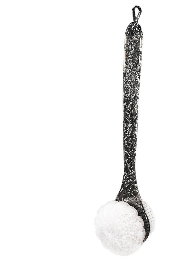 UNIQUE CART Shower Body Brush with Bristles and Loofah,Back Scrubber Bath Mesh Sponge with Curved Long Handle for Skin Exfoliating Bath, Massage Bristles Suitable for Wet or Dry, Men and Women (Black) - Image 1
