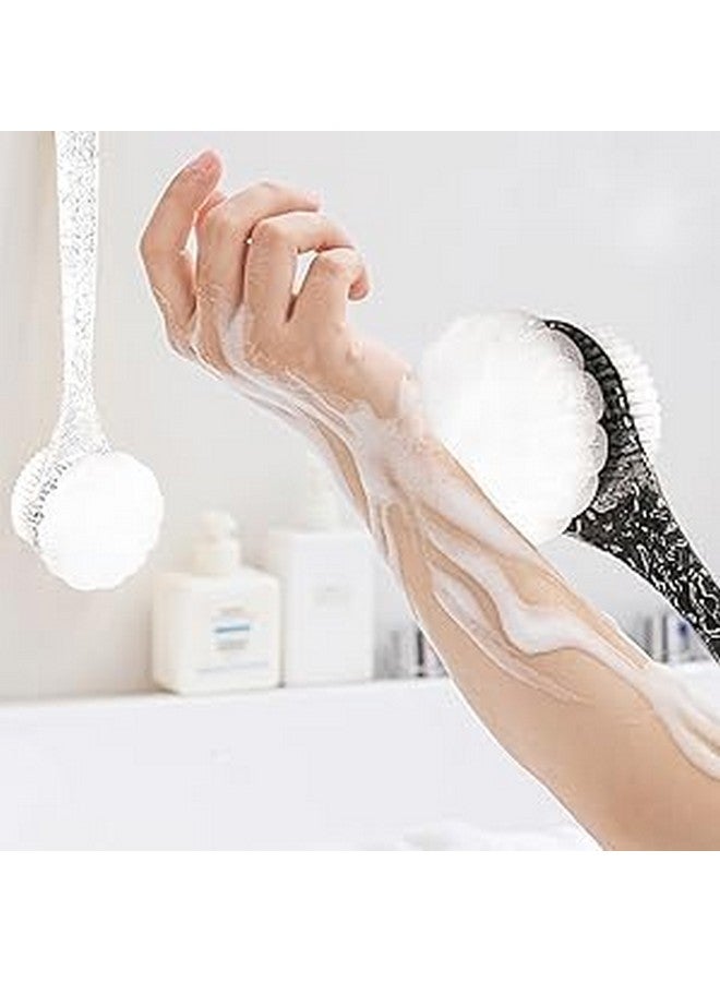 UNIQUE CART Shower Body Brush with Bristles and Loofah,Back Scrubber Bath Mesh Sponge with Curved Long Handle for Skin Exfoliating Bath, Massage Bristles Suitable for Wet or Dry, Men and Women (Black) - Image 3