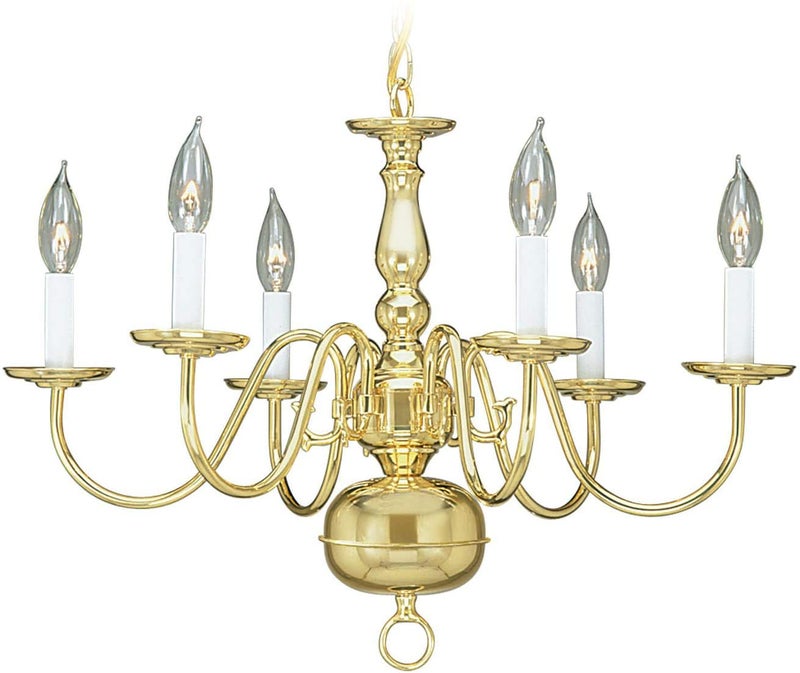 Livex Lighting 5006-02 Williamsburgh 6 Light Polished Brass Chandelier - Image 3
