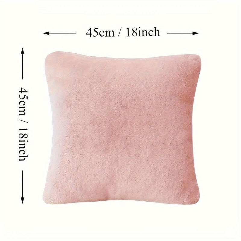 Luxury Faux Rabbit Fur Throw Pillow Cover Beige 18x18 Inch Ultra Soft Warm Plush Cushion Case for Sofa Bedroom Car Home Decor with Zipper Closure - Image 3