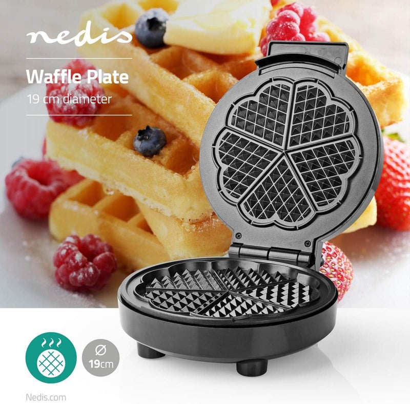 NEDIS KAWP100BK Waffle Machine, Waffle Plate | 19 cm | 1000 W | Black - Image 2