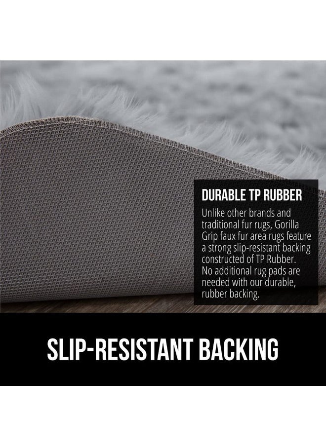 Gorilla Grip - Gorilla Grip Fluffy Faux Fur Rug, Machine Washable Soft Furry Area Rugs, Rubber Backing, Plush Floor Carpets for Baby Nursery, Bedroom, Living Room Shag Carpet, Luxury Home Decor, 3x5, Gray - Image 1