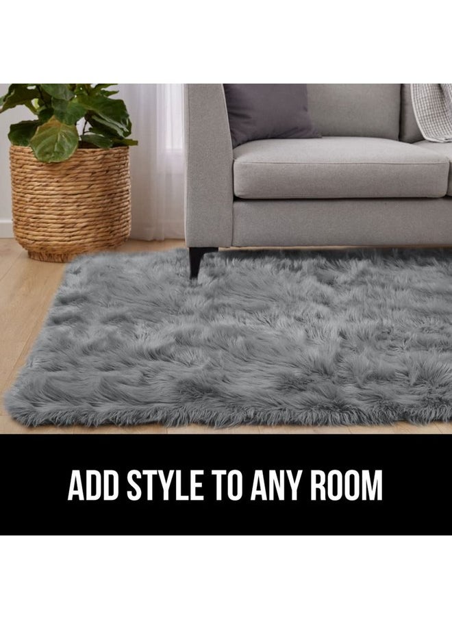 Gorilla Grip - Gorilla Grip Fluffy Faux Fur Rug, Machine Washable Soft Furry Area Rugs, Rubber Backing, Plush Floor Carpets for Baby Nursery, Bedroom, Living Room Shag Carpet, Luxury Home Decor, 3x5, Gray - Image 1