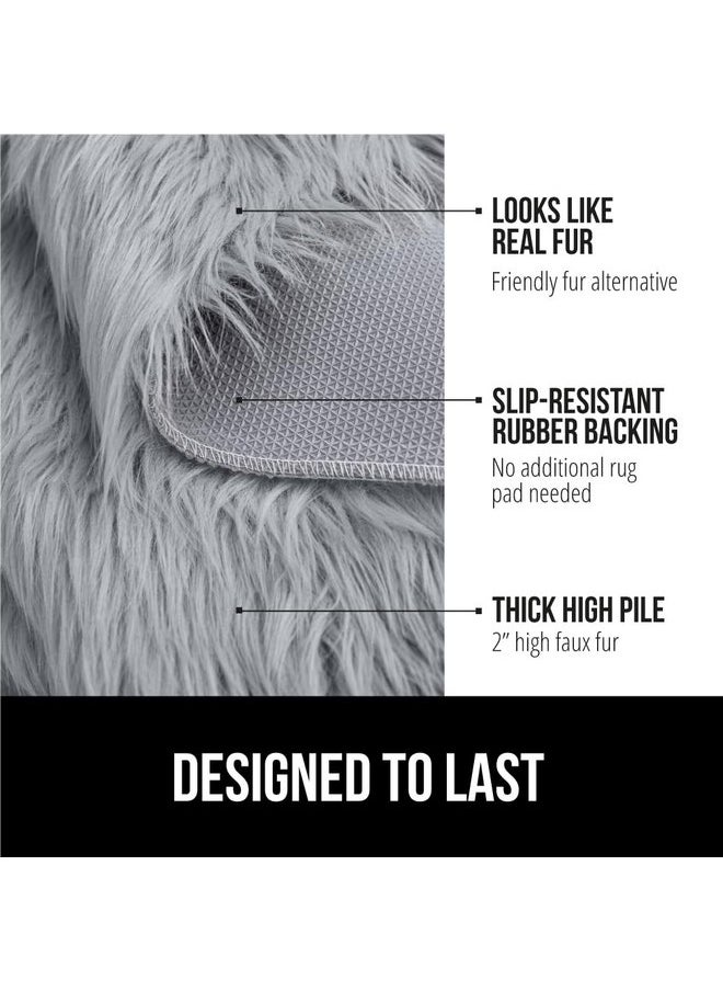 Gorilla Grip - Gorilla Grip Fluffy Faux Fur Rug, Machine Washable Soft Furry Area Rugs, Rubber Backing, Plush Floor Carpets for Baby Nursery, Bedroom, Living Room Shag Carpet, Luxury Home Decor, 3x5, Gray - Image 1