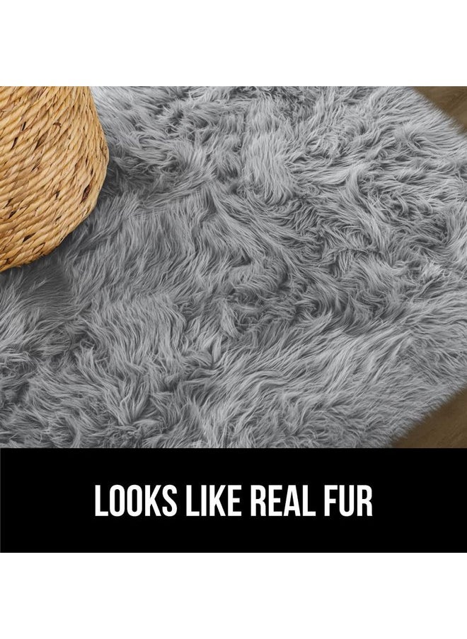 Gorilla Grip - Gorilla Grip Fluffy Faux Fur Rug, Machine Washable Soft Furry Area Rugs, Rubber Backing, Plush Floor Carpets for Baby Nursery, Bedroom, Living Room Shag Carpet, Luxury Home Decor, 3x5, Gray - Image 1