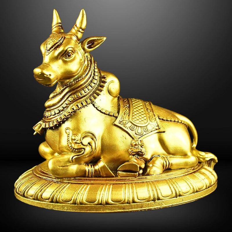 NEEANN Nandi Statue 45 Inches Sitting Posture Polystone Idol Spiritual Symbol of Loyalty Peace Protection Perfect for Vastu Pooja Room Office Home Decor Brass Colour - Image 1