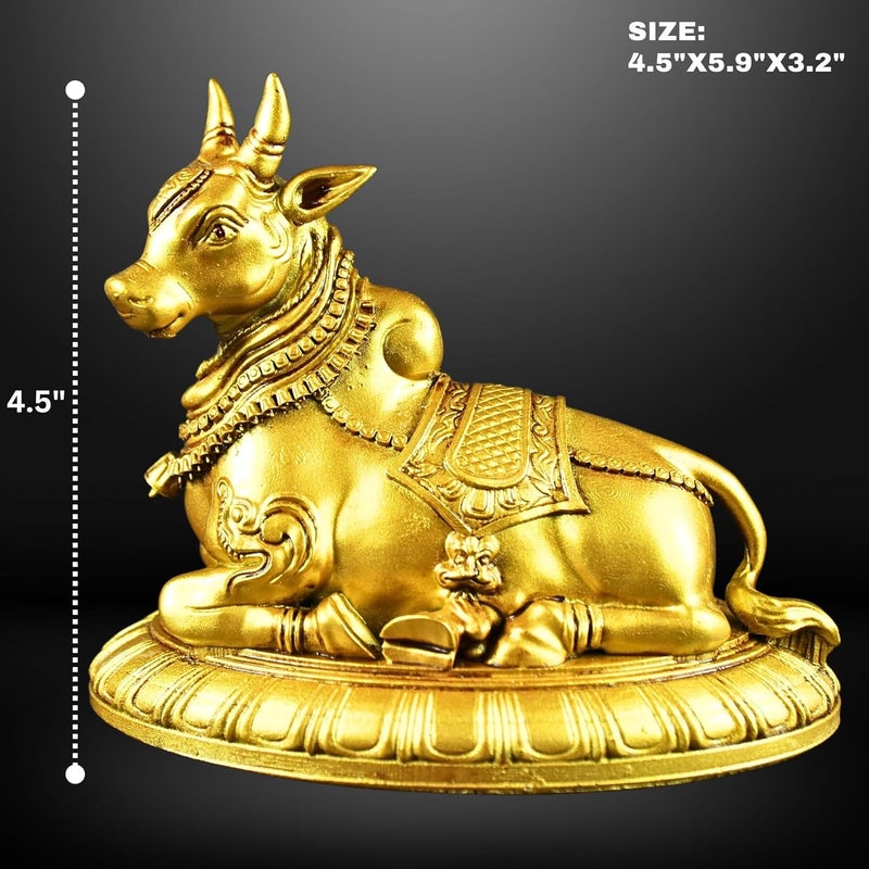 NEEANN Nandi Statue 45 Inches Sitting Posture Polystone Idol Spiritual Symbol of Loyalty Peace Protection Perfect for Vastu Pooja Room Office Home Decor Brass Colour - Image 2
