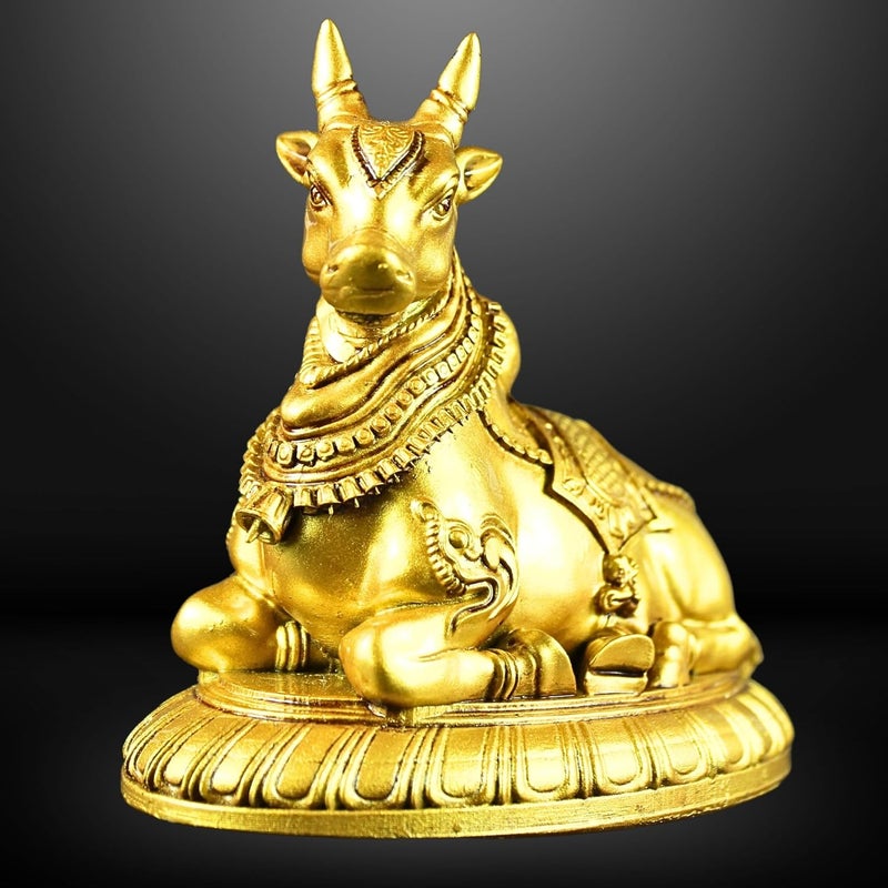 NEEANN Nandi Statue 45 Inches Sitting Posture Polystone Idol Spiritual Symbol of Loyalty Peace Protection Perfect for Vastu Pooja Room Office Home Decor Brass Colour - Image 4