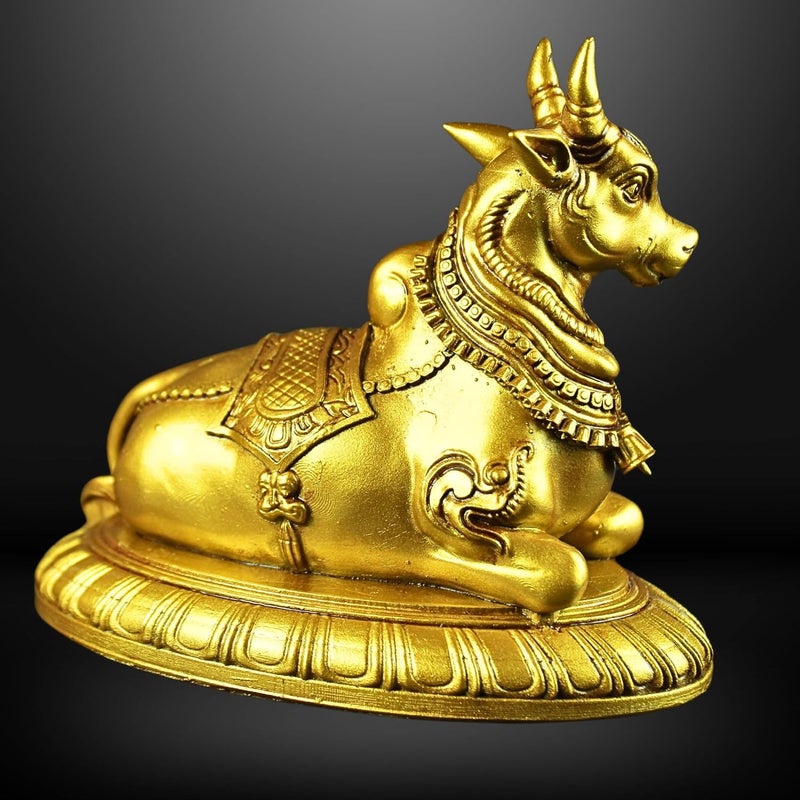 NEEANN Nandi Statue 45 Inches Sitting Posture Polystone Idol Spiritual Symbol of Loyalty Peace Protection Perfect for Vastu Pooja Room Office Home Decor Brass Colour - Image 5