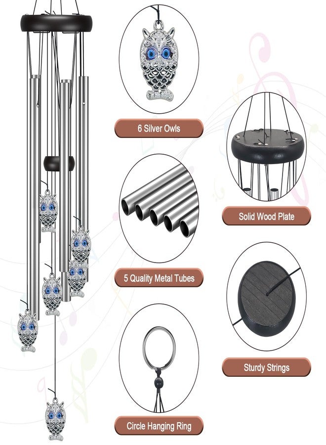 Virekm Windchimes Outdoors, Evil Eye Decor Wind Chimes for Outside Sympathy Wind Chimes for Patio Decoration Garden Decor Zen Garden Decor（Evil Eye Owl） - Image 4