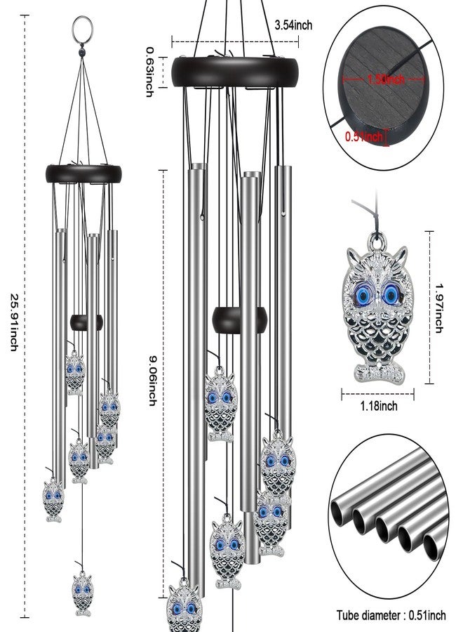 Virekm Windchimes Outdoors, Evil Eye Decor Wind Chimes for Outside Sympathy Wind Chimes for Patio Decoration Garden Decor Zen Garden Decor（Evil Eye Owl） - Image 3