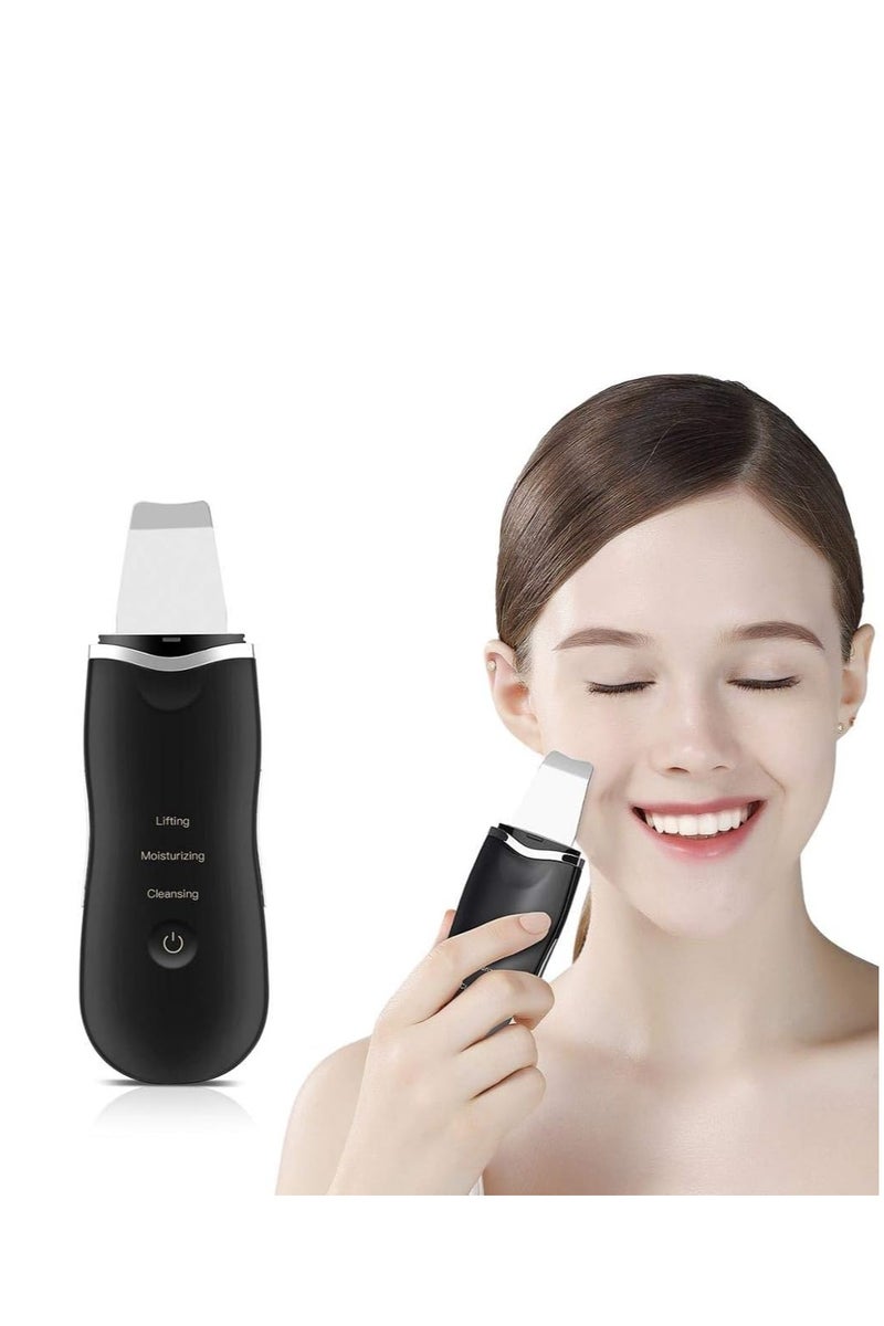 Face Spatula Deep Ion Cleansing Exfoliating Scraper Rechargeable Beauty Massager, Blackhead Remover Acne Peeling Lifting Care Skin Device Black - Image 2