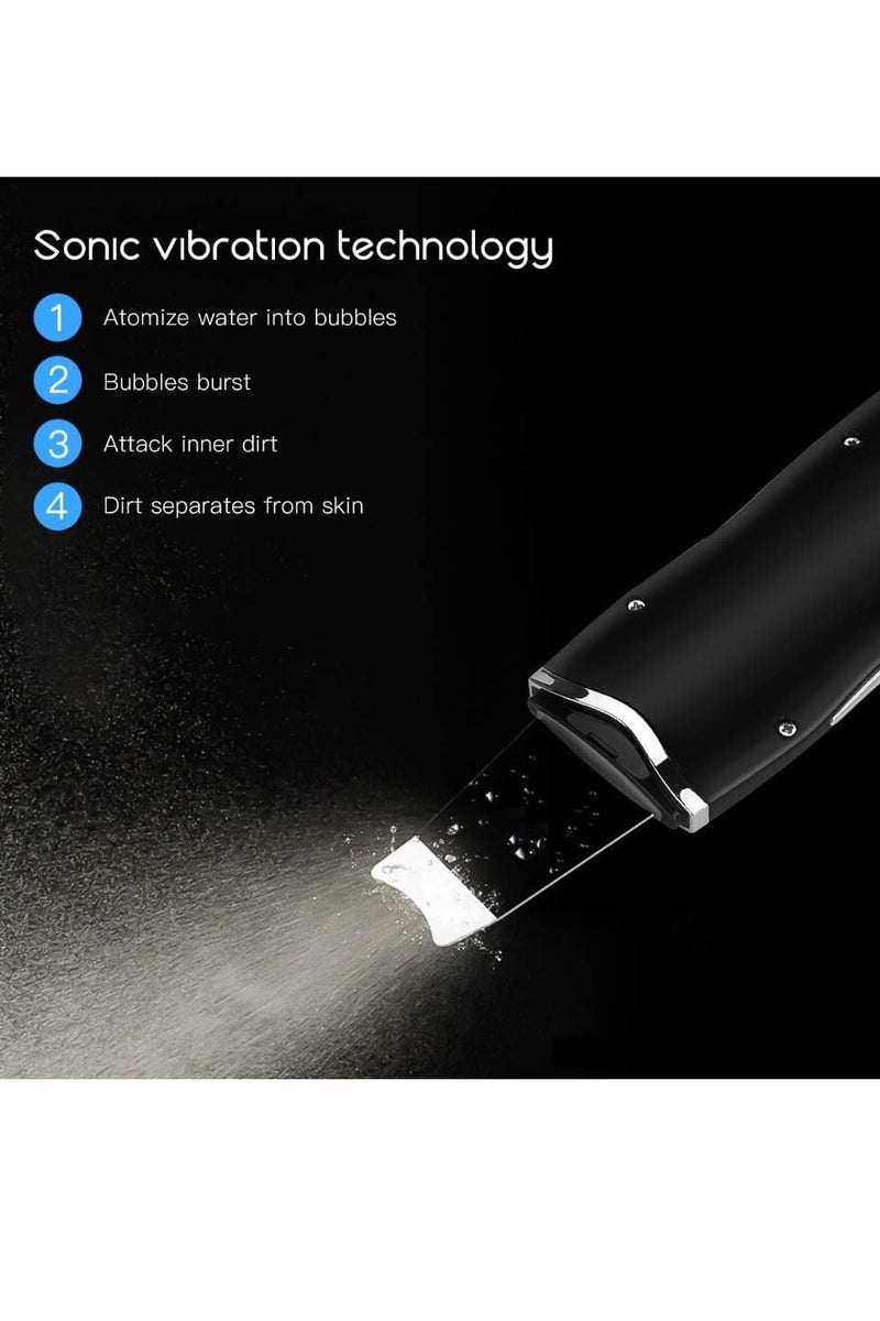 Face Spatula Deep Ion Cleansing Exfoliating Scraper Rechargeable Beauty Massager, Blackhead Remover Acne Peeling Lifting Care Skin Device Black - Image 5