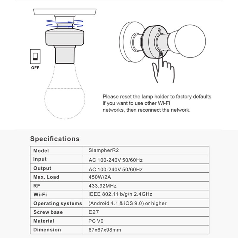 WiFi Smart Light Bulb Holder 10A: App Voice Control - Timing IFTTT Function Smart Lamp Holder for Home Smart Scene Setup - Image 2