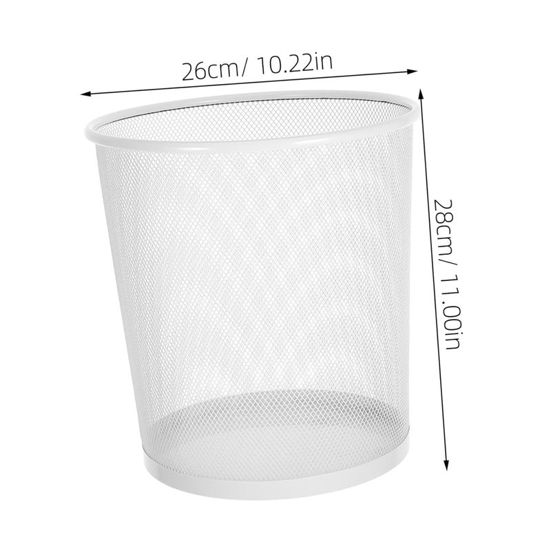Fine Mesh Round Metal Waste Bin Trash Can for Office Home Kitchen Compact Portable Wire Wastebasket with Elegant Iron Art Design - Image 2