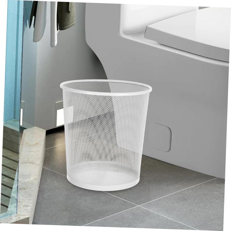 Fine Mesh Round Metal Waste Bin Trash Can for Office Home Kitchen Compact Portable Wire Wastebasket with Elegant Iron Art Design - Image 5