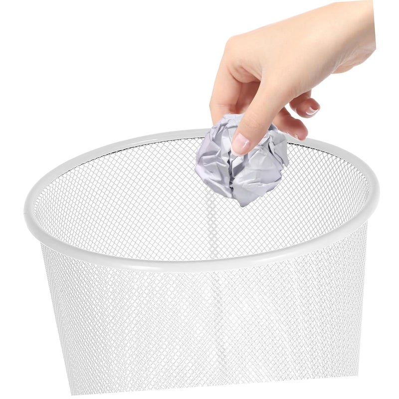 Fine Mesh Round Metal Waste Bin Trash Can for Office Home Kitchen Compact Portable Wire Wastebasket with Elegant Iron Art Design - Image 3