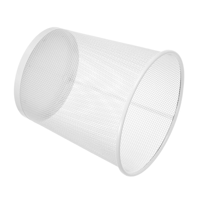 Fine Mesh Round Metal Waste Bin Trash Can for Office Home Kitchen Compact Portable Wire Wastebasket with Elegant Iron Art Design - Image 1