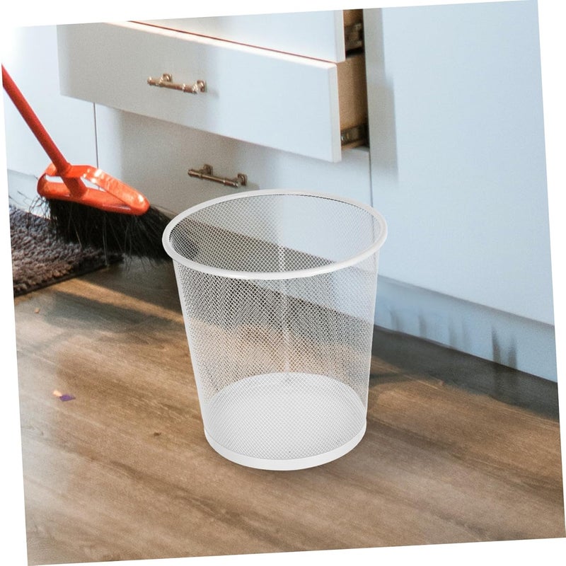 Fine Mesh Round Metal Waste Bin Trash Can for Office Home Kitchen Compact Portable Wire Wastebasket with Elegant Iron Art Design - Image 4