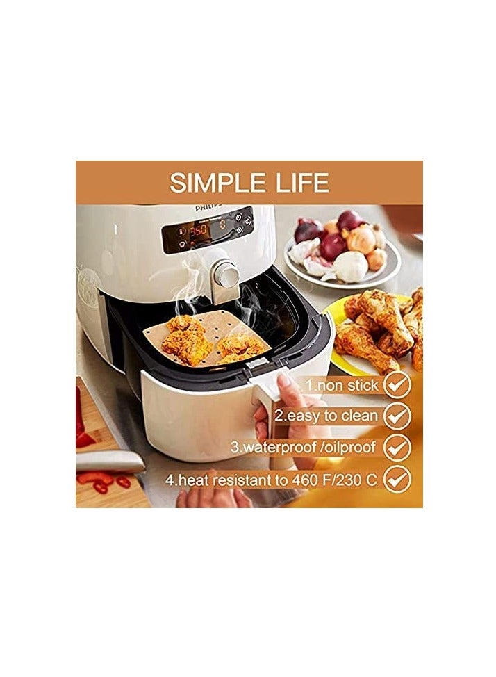 Air Fryer Parchment Paper 100 Pcs - 8.5 inch Unbleached Square Air Fryer Liners/Steaming Parchment Liner/Perforated Parchment for Air Fryer, Steaming Basket and More (100, Unbleached) - Image 5