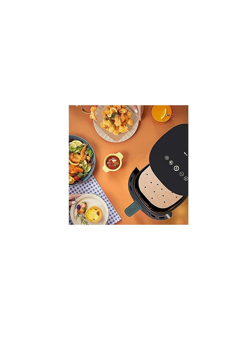 Air Fryer Parchment Paper 100 Pcs - 8.5 inch Unbleached Square Air Fryer Liners/Steaming Parchment Liner/Perforated Parchment for Air Fryer, Steaming Basket and More (100, Unbleached) - Image 3