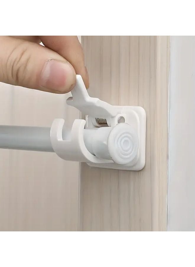 6pcs White Adjustable Curtain Rod Clip Self Adhesive No Drill Wall Hanging Holder - Image 2