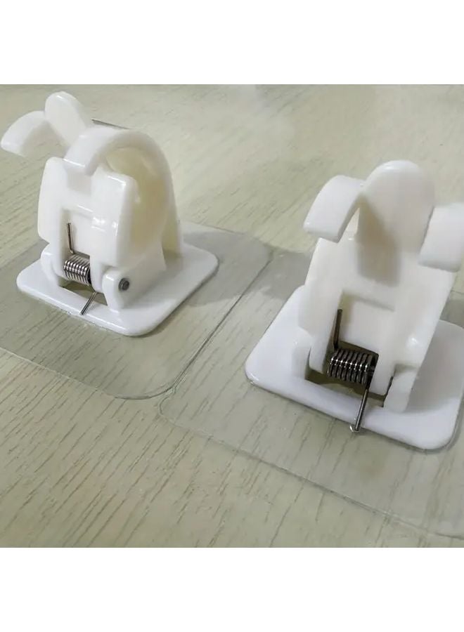 6pcs White Adjustable Curtain Rod Clip Self Adhesive No Drill Wall Hanging Holder - Image 5