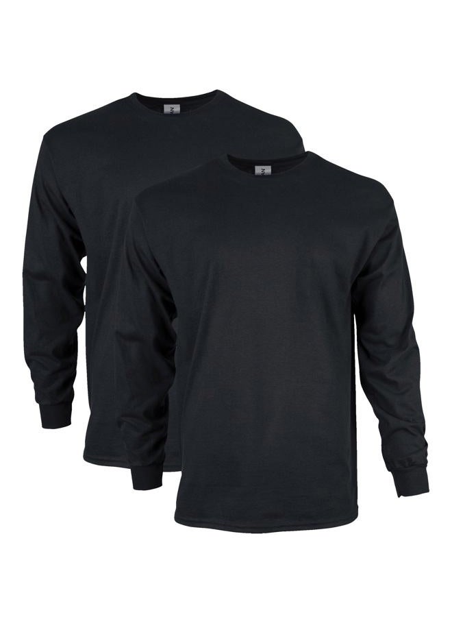 Gildan Men's Ultra Cotton Long Sleeve T-Shirt, Style G2400, Multipack, Black (2-Pack), Medium - Image 1