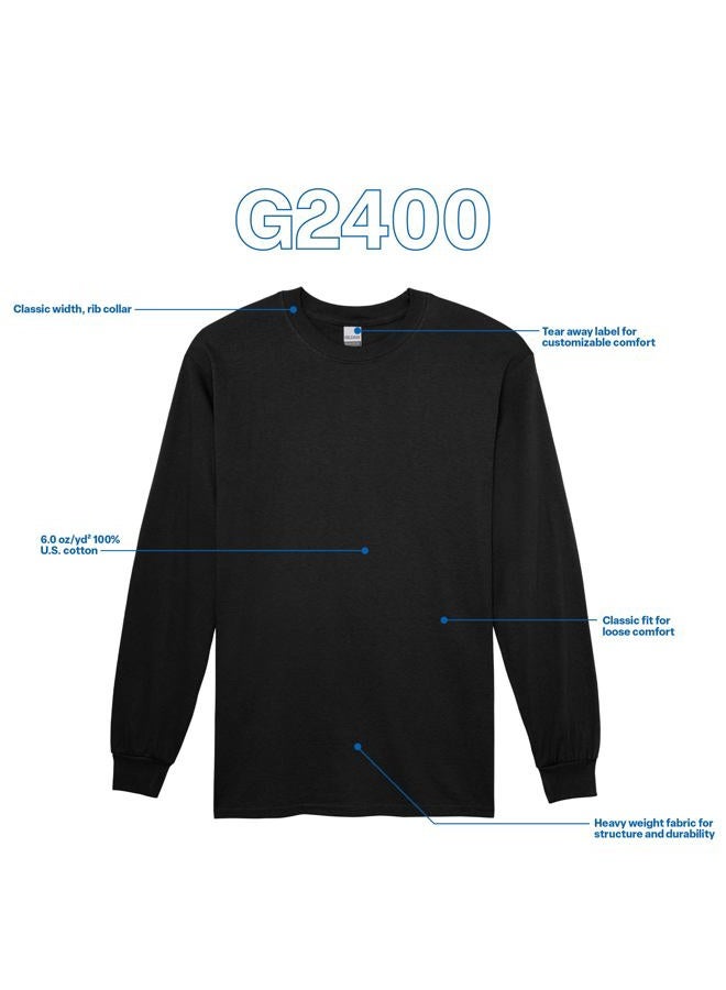 Gildan Men's Ultra Cotton Long Sleeve T-Shirt, Style G2400, Multipack, Black (2-Pack), Medium - Image 5