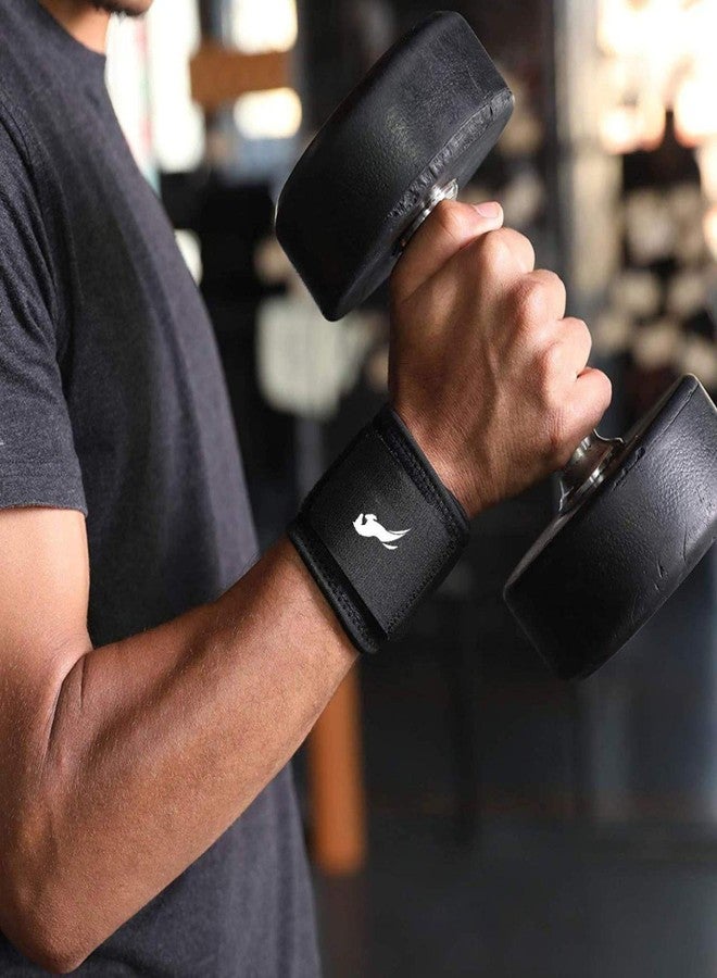 PRO GYM Compression and Wrist Support Strap, One Size, Adjustable, Black, (1 Pair) - Image 3