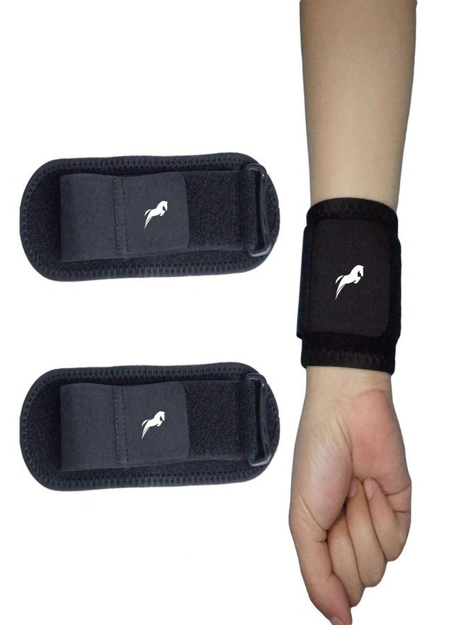 PRO GYM Compression and Wrist Support Strap, One Size, Adjustable, Black, (1 Pair) - Image 1