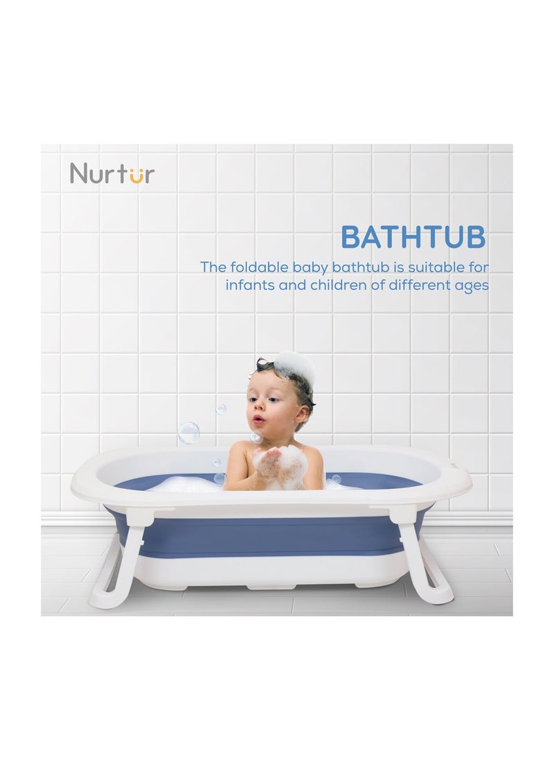 Nurtur - حوض استحمام صغير قابل للطي للأطفال، حوض سباحة صغير، أزرق - Image 1
