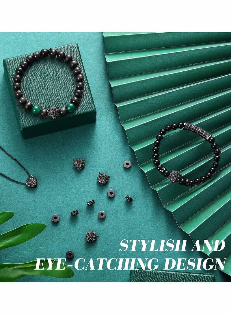 Zikra 24 Pieces Antique Leopard Head Spacer Beads with Large Holes, Animal Cubic Zirconia Connector Charms for Men, Ideal for DIY Bracelet and Jewelry Making. - Image 5