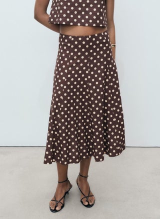 Flared Linen Skirt With Polka Dots - pzsku/Z7641364B426681F5B22AZ/45/_/1744187636/4a114abf-6914-49a0-890c-e70d8a50e1cd