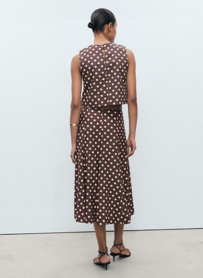 MANGO Flared Linen Skirt With Polka Dots  - Image 2
