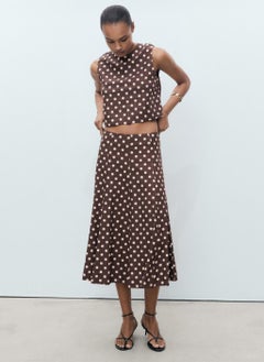 MANGO Flared Linen Skirt With Polka Dots  - Image 5