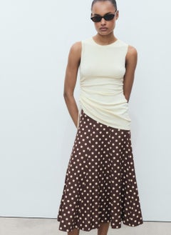 MANGO Flared Linen Skirt With Polka Dots  - Image 4