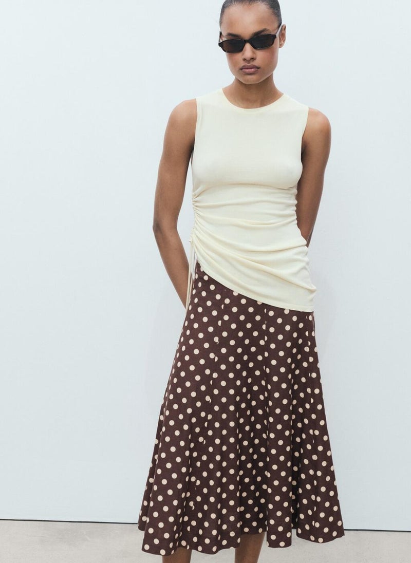 MANGO Flared Linen Skirt With Polka Dots  - Image 4