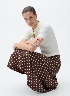 MANGO Flared Linen Skirt With Polka Dots  - Image 3