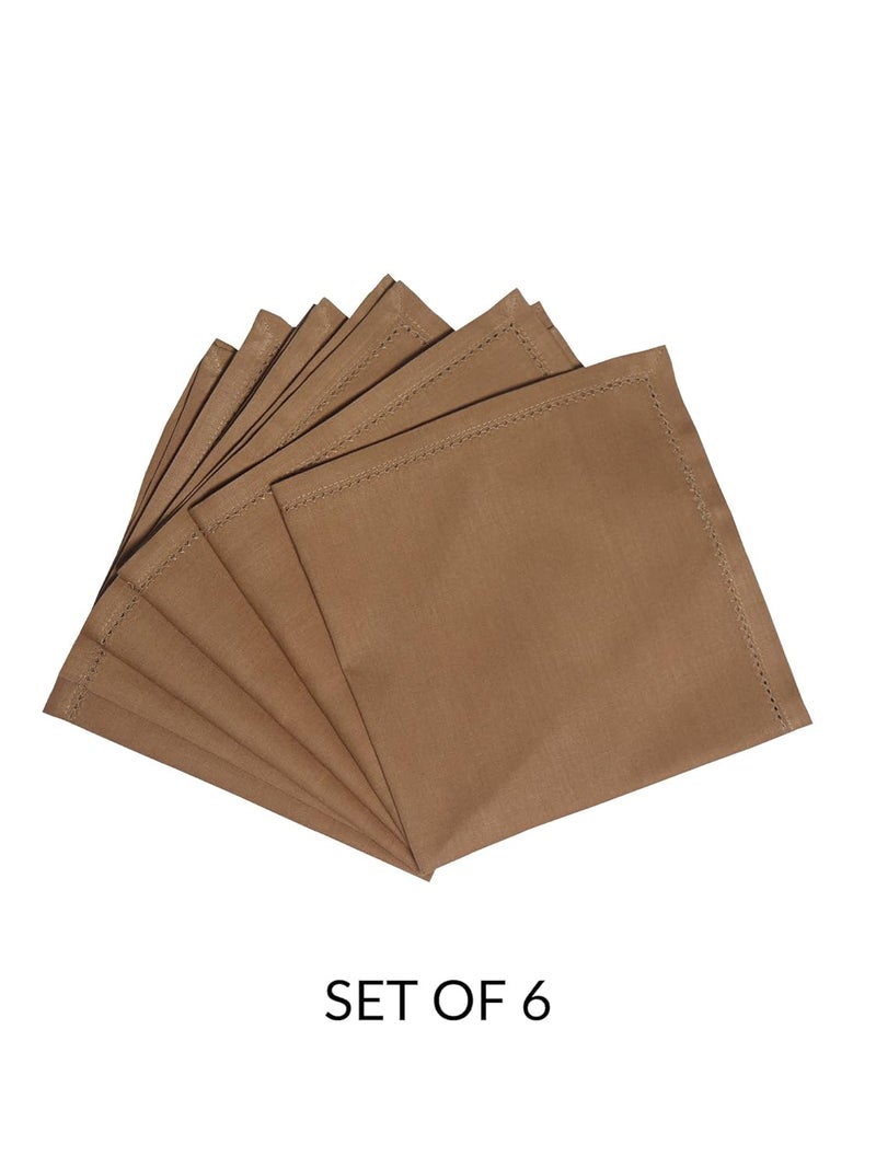 Zeba World Dinner Table Napkins 100% Cotton Set of 6 pcs | Fagotting Embroidery | Washable and Reusable Napkins for Dinner Table - Golden Brown - 16x16 inches (40x40cms) (Pack of 6) - Image 4