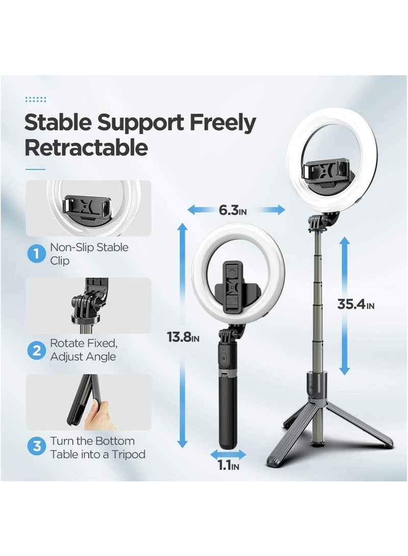 ELTRAZONE Selfie Ring Light Tripod Bluetooth Selfie Stick Cell Phone Holder LED Selfie Light Stand for Live Stream Photography - Image 2