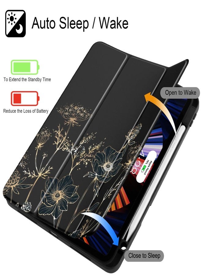 May Chen for iPad Pro 11 inch M2 4th Generation 2022, iPad Pro 11 3rd/2nd/1st Gen, Case with Transparent Shockproof Back Cover [Built-in Pencil Holder, Auto Sleep/Wake, Abstract Floral - Image 3