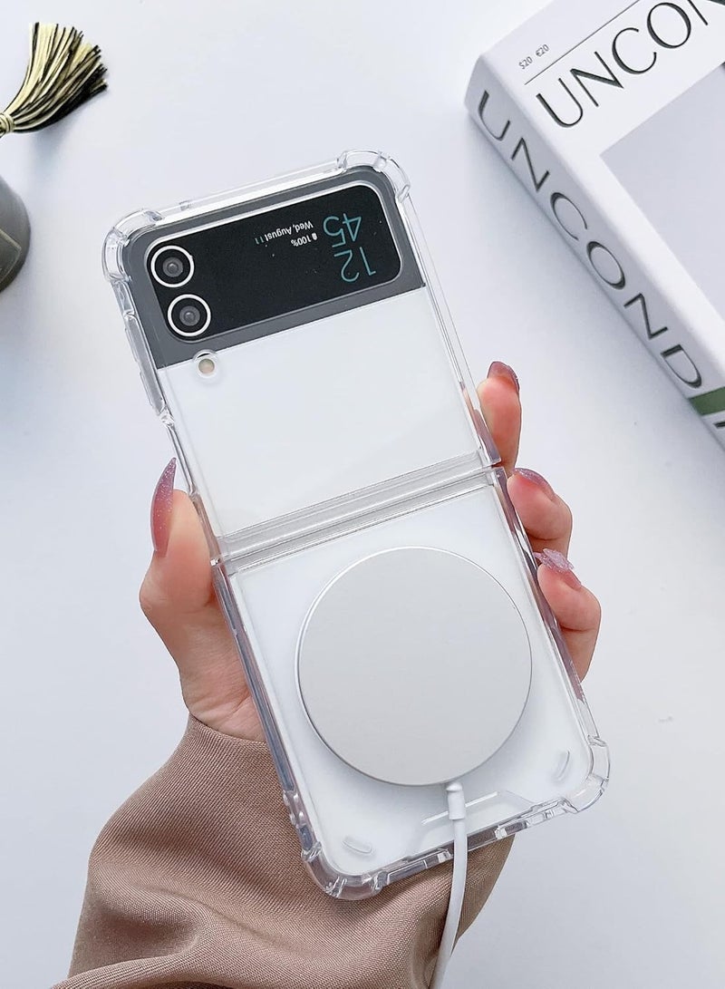 Magnetic Clear Case for Samsung Galaxy Z Flip 3 5g, Support Magsafe and Wireless Charger, Transparent Shockproof and Drop-Proof Hard PC Phone Cover for Galaxy z flip3