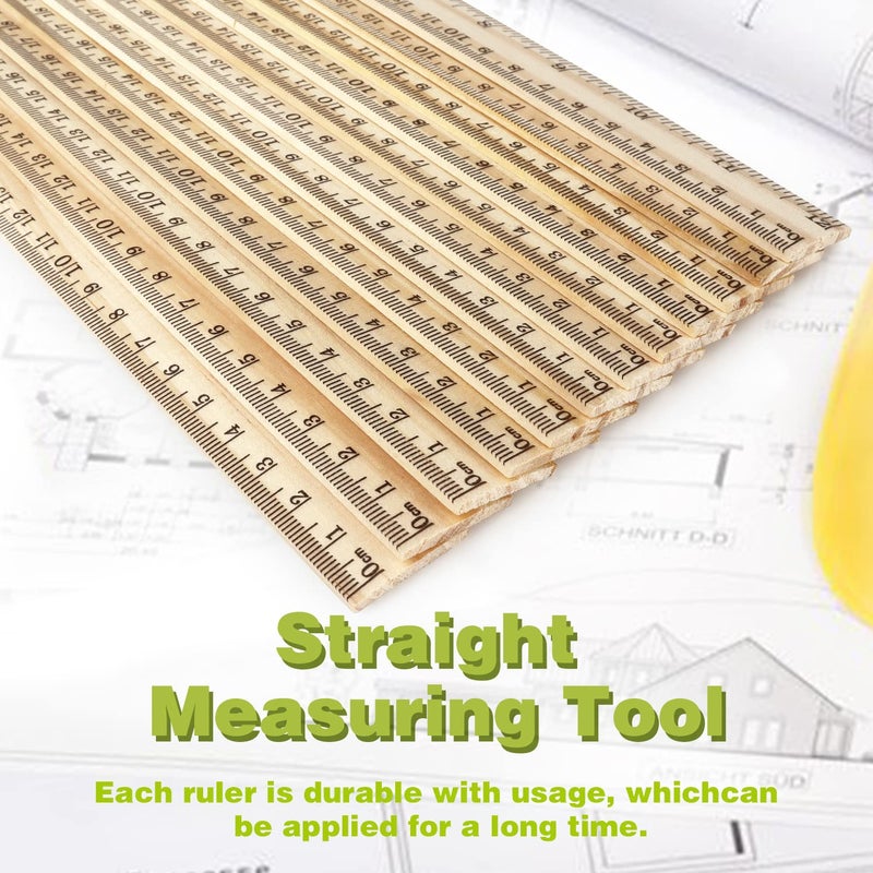 ZZTX 3 Pack Wooden Ruler 12 Inch Rulers Bulk Wood Measuring Ruler for Students Office School Supplies 2 Scale (30 cm) - Image 4