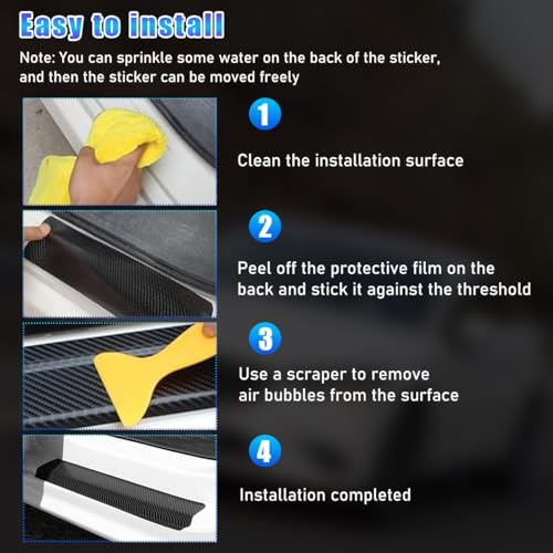Suvnie 4 PCS Car Door Sill Protector, Carbon Fiber Auto Door Entry Edge Guard Sill Protection Sticker, Anti-Scratch Vehicle Threshold Cover Strips, Universal Decor Car Accessories (Purple, 3D) - Image 3