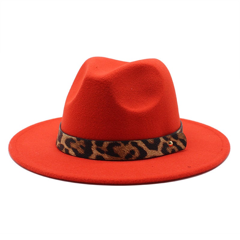 Fedora Hat Women Leather Belt Ethnic  Felt Hat - Image 1